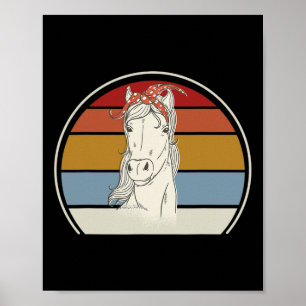 Häst med bandana Hästälskare Vintage Ridning Häst Poster