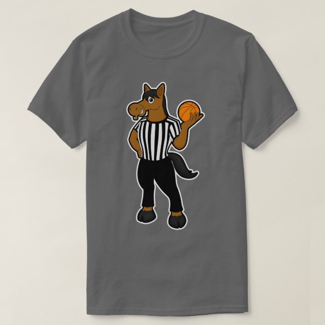 Häst med Basketball Whistle T Shirt (Design framsida)