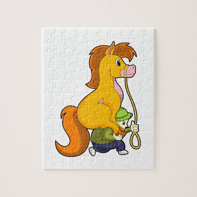 Häst med Boy.PNG Pussel (Vertikal)