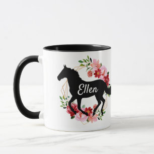 Häst med eget namn för Equestrian Blommigt Mugg