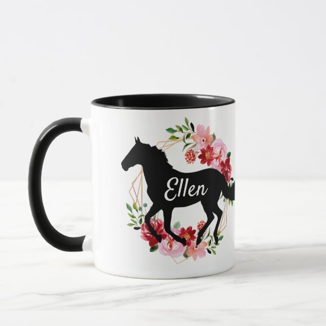 Häst med eget namn för Equestrian Blommigt Mugg (Vänster)