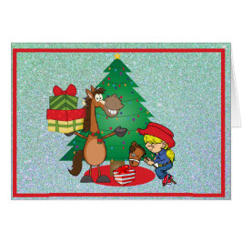 Häst med gåvor och betaltjärtkort hälsningskort