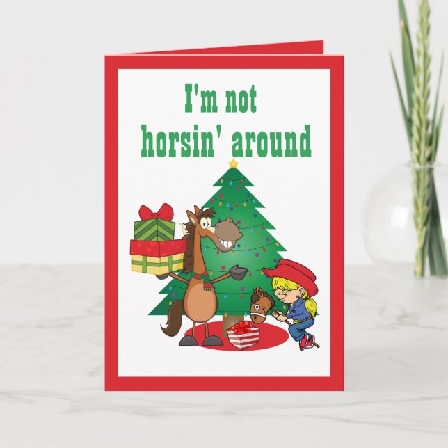 Häst med gåvor och betaltjärtkort helgkort (Framsida)