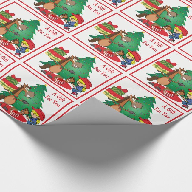 Häst med gåvor och påssjuka på häst, potatisskål presentpapper (Hörn)