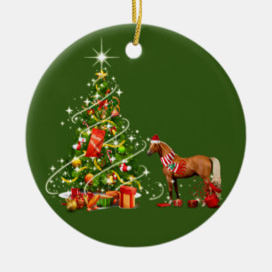 Häst med hatt och kafts jul julgransprydnad keramik