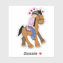 Häst med Hearts Rosa Rider Sticker