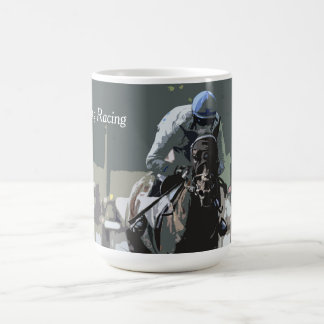 Häst med jockey i blå kaffe Mugg