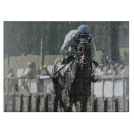 Häst med jockey i blå styckningsdel