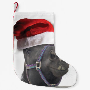 Häst med jultomten Hat Liten Julstrumpa