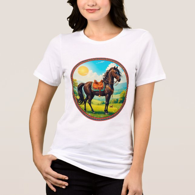 Häst med livfull bakgrund t shirt (Framsida)