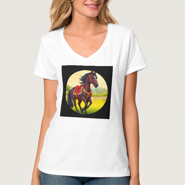 Häst med livfull bakgrund t shirt (Framsida)
