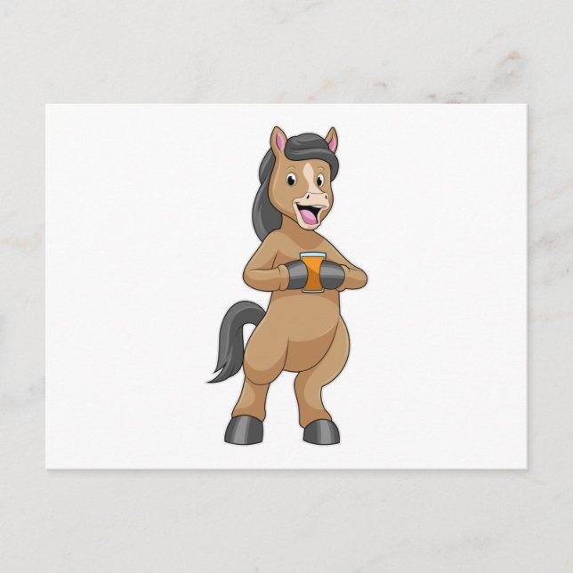 Häst med mugg apelsinjuice vykort (Framsida)