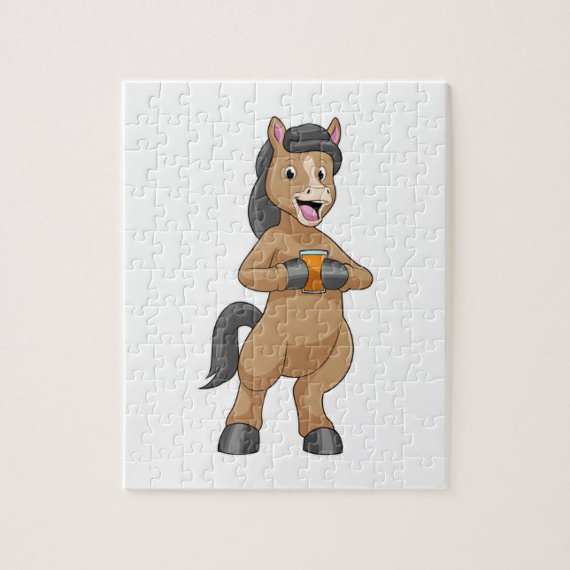 Häst med Mugg av Orange saft Pussel (Vertikal)