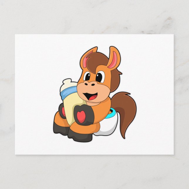 Häst med Nuckflaska Vykort (Framsida)