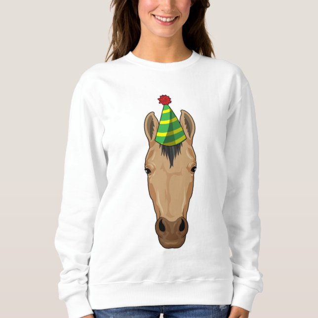 Häst med Party hat T Shirt (Framsida)