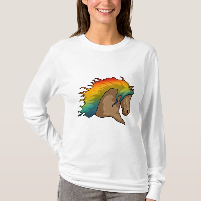 Häst med regnbåge t shirt (Framsida)