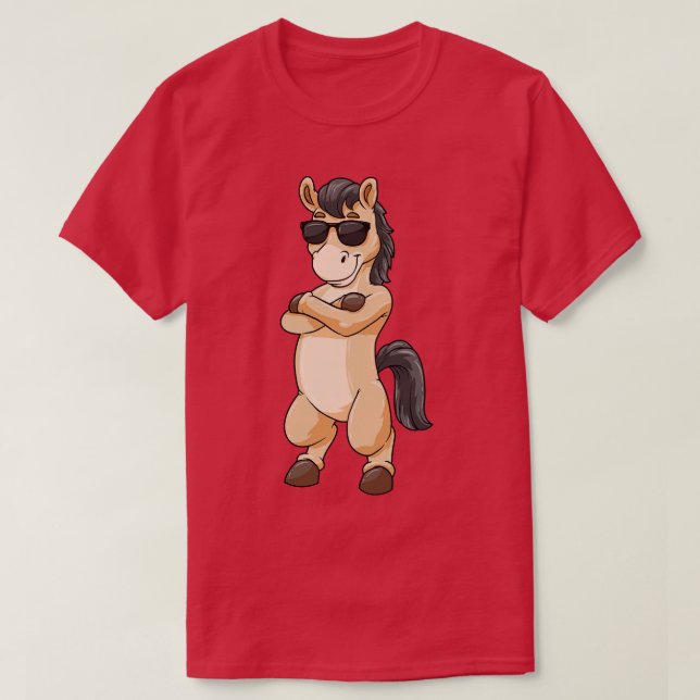 Häst med solglasögon 4 t shirt (Design framsida)