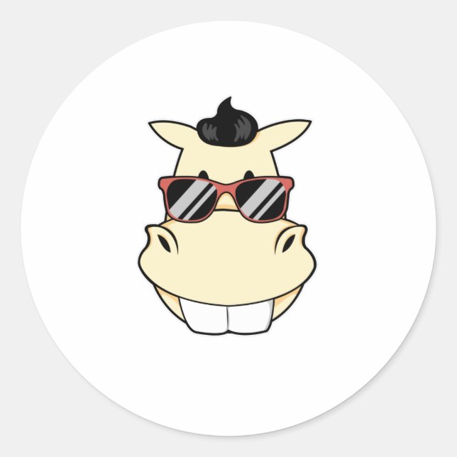 Häst med solglasögon runt klistermärke (Framsida)