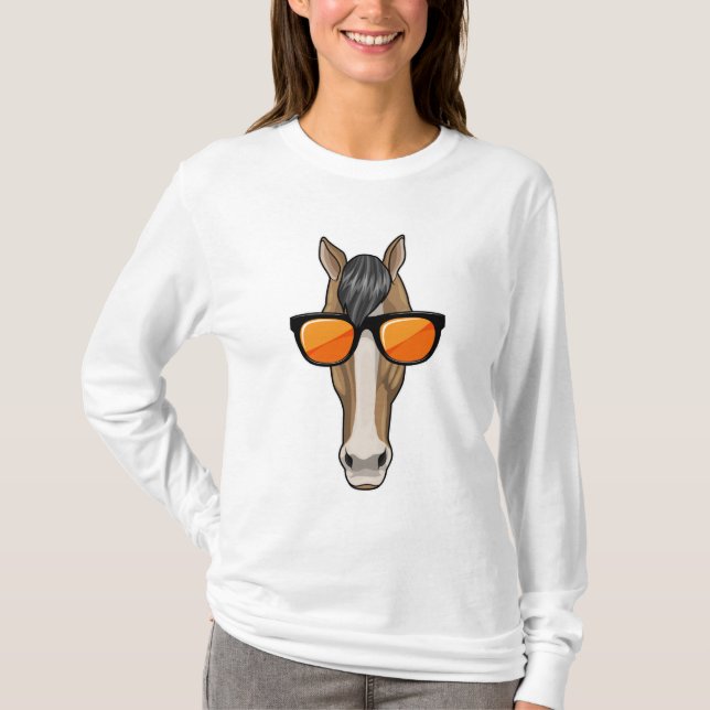 Häst med solglasögon t shirt (Framsida)