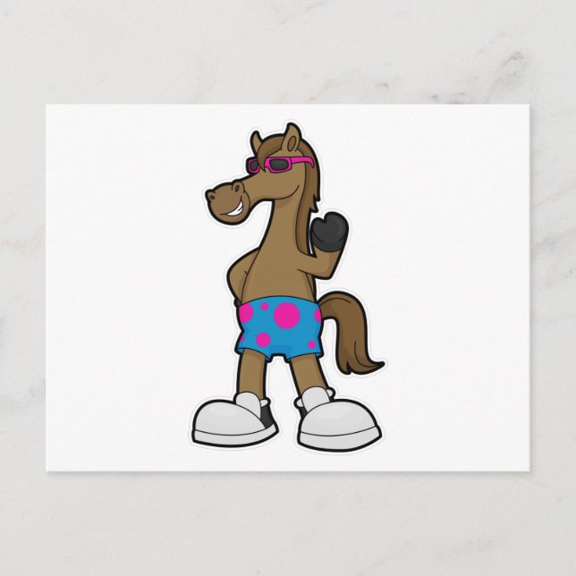 Häst med solglasögon vykort (Framsida)