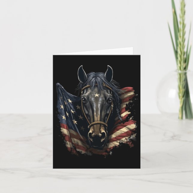 Häst med USA flagga  häst FoU Kort (Framsida)