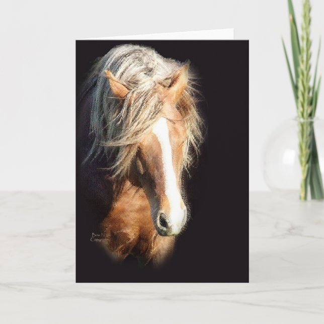 Häst mot svart kort (Framsida)