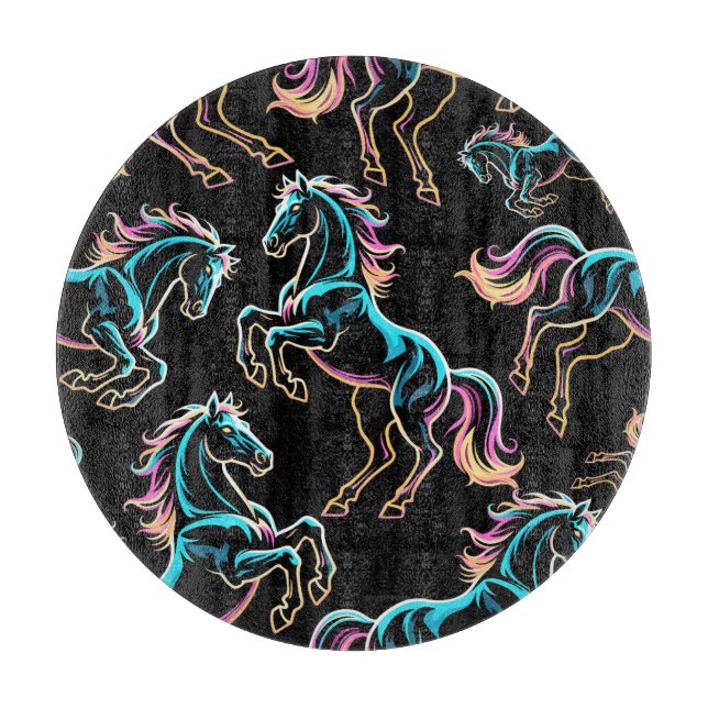 Häst Neonljus Glitch Retro Stil (Framsidan)