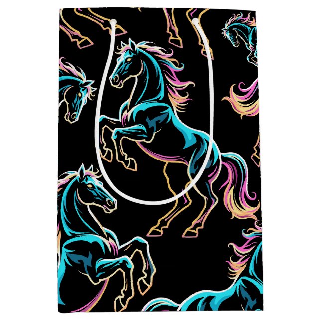 Häst Neonljus Glitch Retro Stil (Framsidan)
