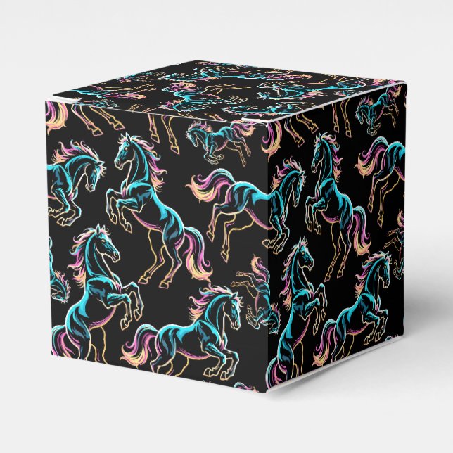 Häst Neonljus Glitch Retro Stil Presentaskar (Framsidan Sidan)