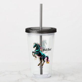 Häst Neonljus Glitch Retro Stil Take Away Mugg