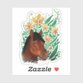 Häst och blommor klistermärken