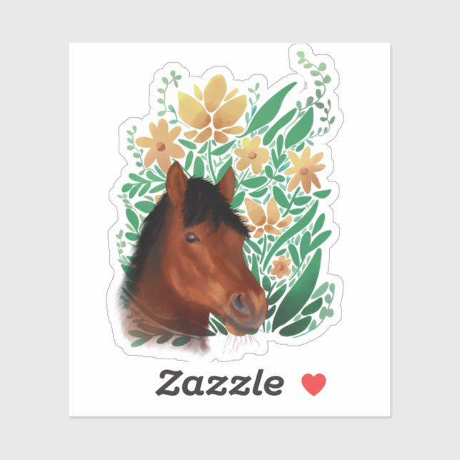 Häst och blommor klistermärken (Ark)