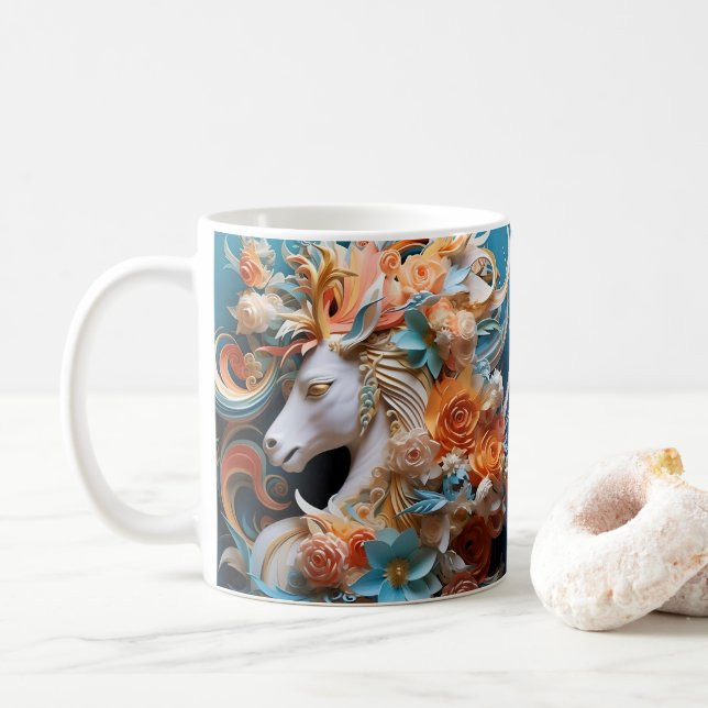 Häst och blommor, Ridsportpresent, Ridning Kaffemugg (Med munk)