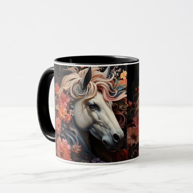 Häst och blommor, Ridsportpresent, Ridning Mugg (Framsida vänster)