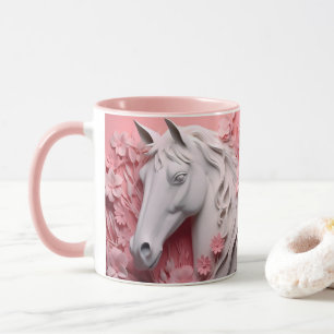 Häst och blommor, Ridsportpresent, Ridning Mugg