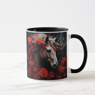 Häst och blommor, Ridsportpresent, Ridning Mugg