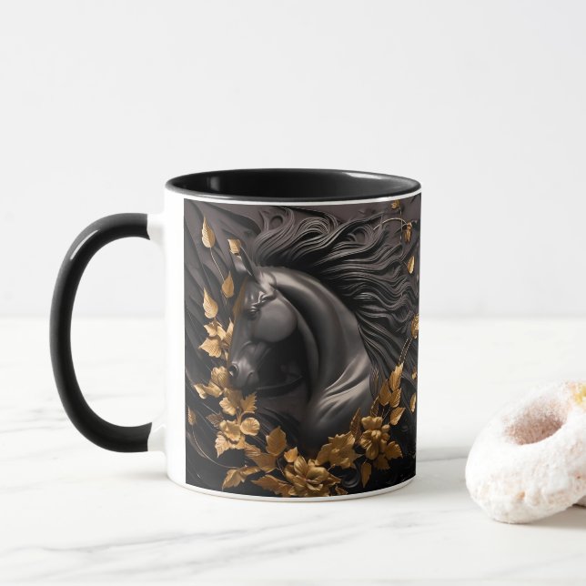 Häst och blommor, Ridsportpresent, Ridning Mugg (Med munk)