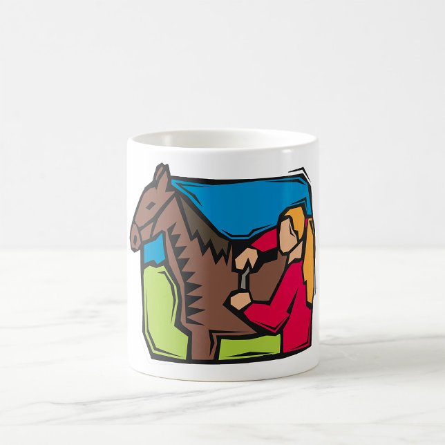 Häst och bondflicka kaffemugg (Skapare uppladdad)