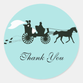 Häst och Carriage Bröllop Tack Stickers Runt Klistermärke