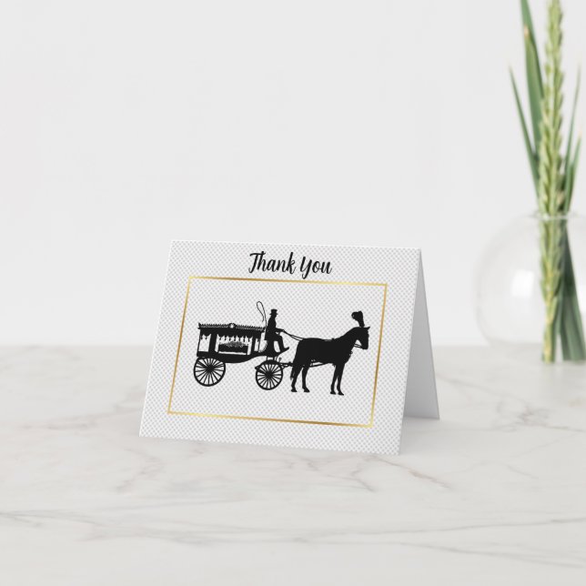 Häst- och Carriage Hearse Silhouette Blank Card Kort (Framsida)