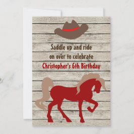 Häst och Cowboy Hat Barn Wood Western Birthday Inbjudningar