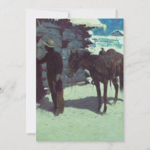Häst och cowboy vinter snö inbjudningar