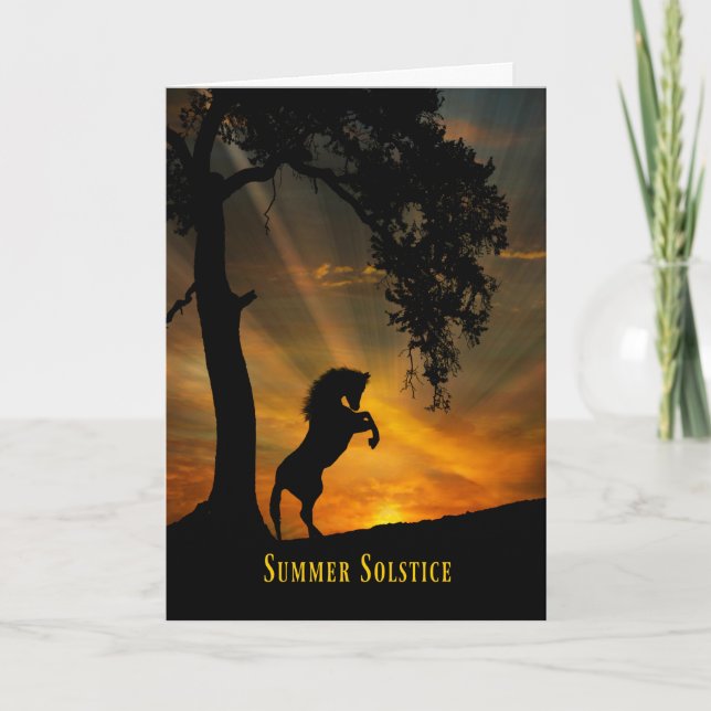 Häst och ek sommar solstånd kort (Framsida)