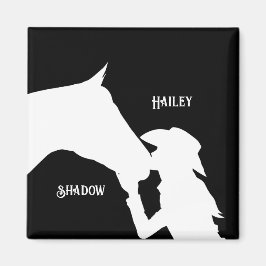 Häst och flicka kyss westerna magnet