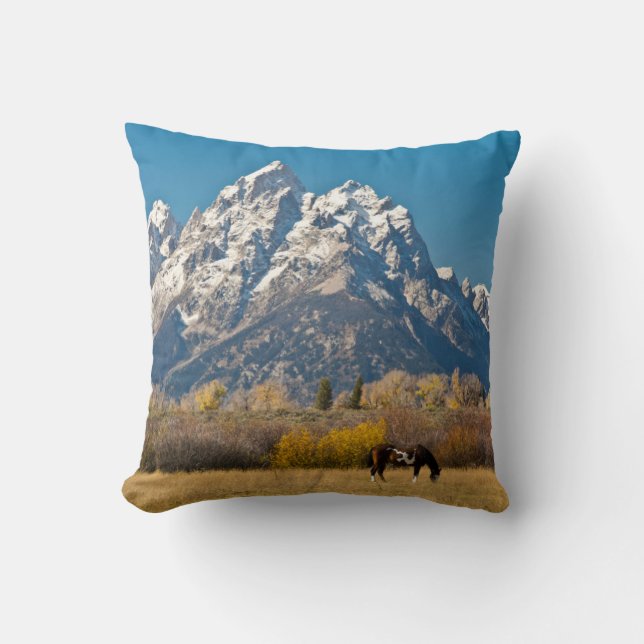 Häst och Grand Tetons, Moose Head Ranch Kudde (Framsida)