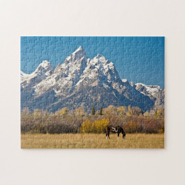 Häst och Grand Tetons, Moose Head Ranch Pussel (Horisontell)