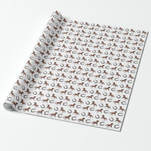 Häst- och hästskomönster presentpapper