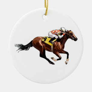 Häst och Jockey Julgransprydnad Keramik