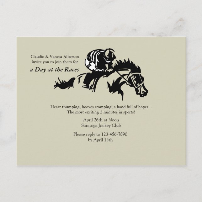 Häst och jockey Postcard Inbjudan Vykort (Framsida)