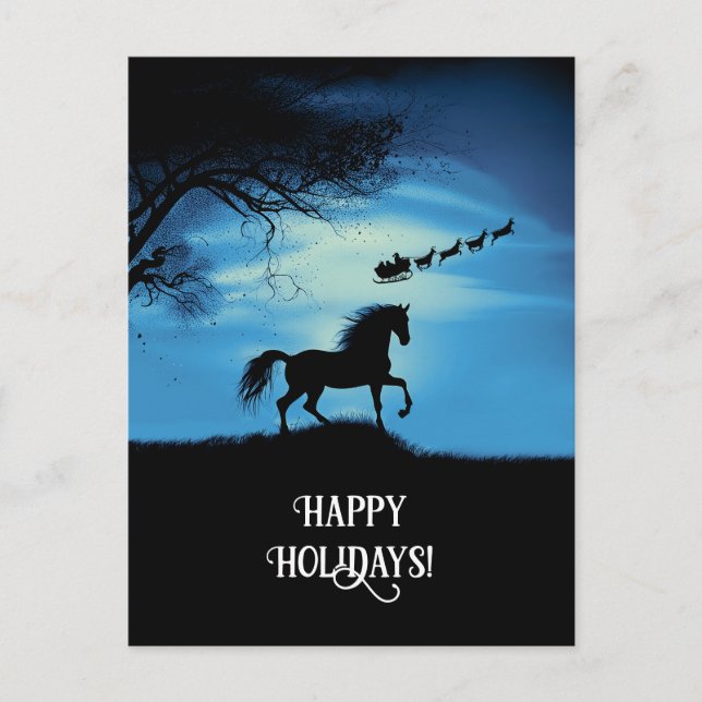 Häst och Jultomten jul Glad helg Vykort (Framsida)